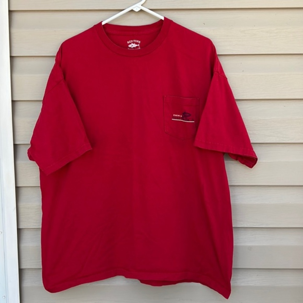 Red Tuna Shirt Club mens red pocket tee shirt
